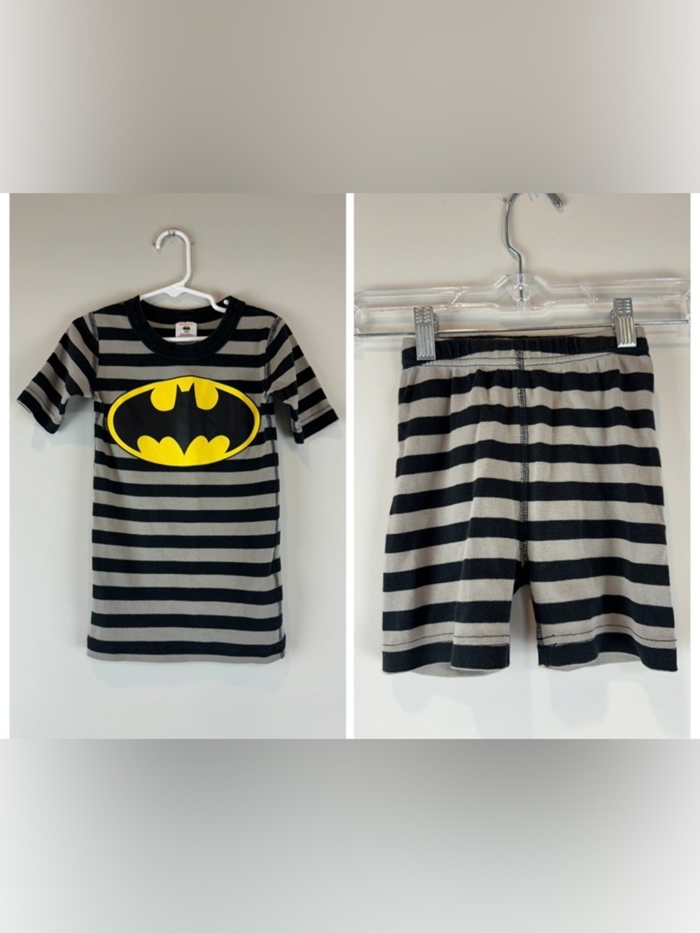 Hanna Andersson Black Gray 100% Orgaic Cotton Batman Pajama Top Short Set 6 7